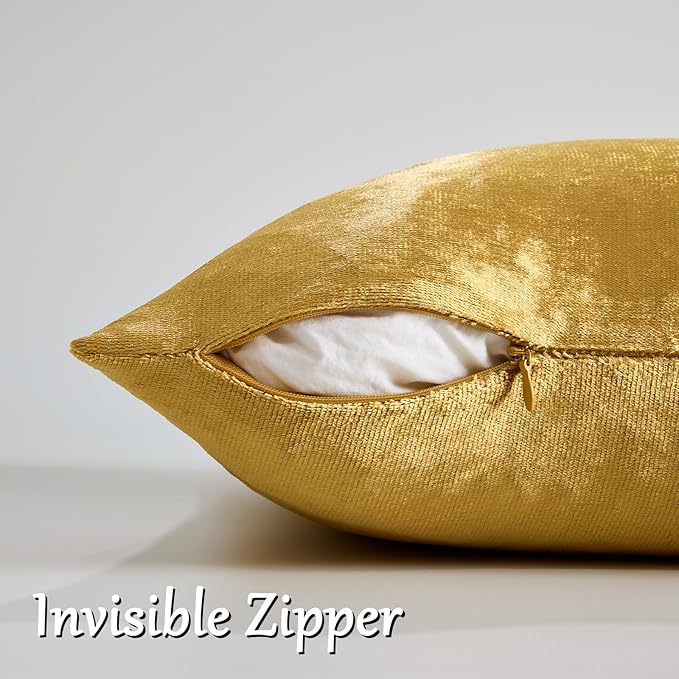 GIGIZAZA Gold Velvet Decorative Throw Pillow Covers - Image 4