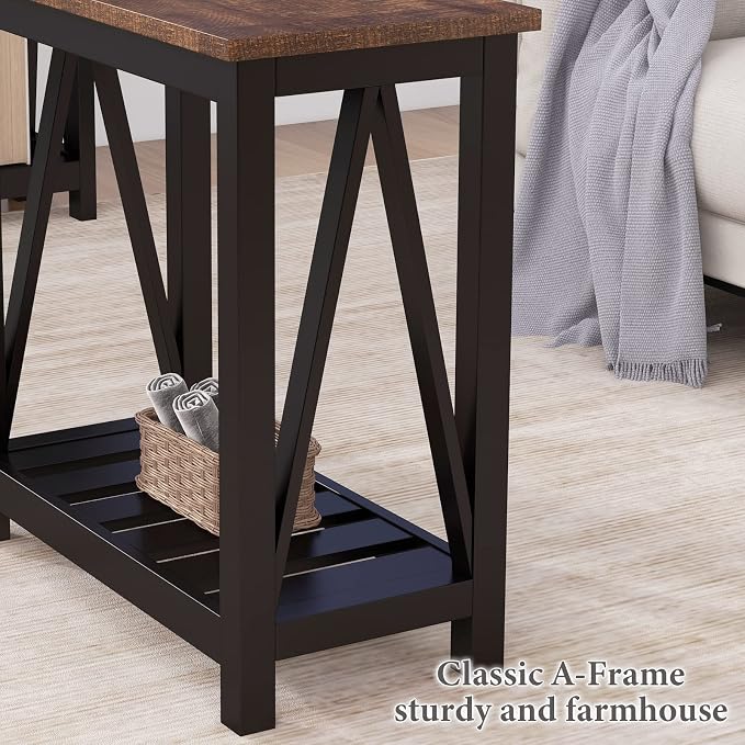 ChooChoo Farmhouse End Table, Rustic Vintage Narrow End Side Table - Image 7