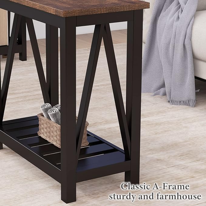 ChooChoo Farmhouse End Table, Rustic Vintage Narrow End Side Table - Image 8