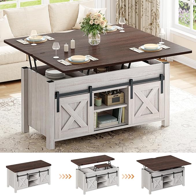 SEDETA Lift Top Coffee Table, 4 in 1 Multi-Function Convertible Coffee Tables - Image 8