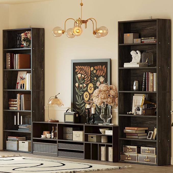 IRONCK Bookshelves and Bookcases Set of 2 Floor Standing 6 Tiers Display - Image 2
