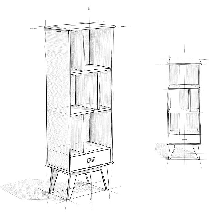 SIMPLIHOME Draper Solid Hardwood 64 inch x 22 inch Mid Century Modern Bookcase - Image 16