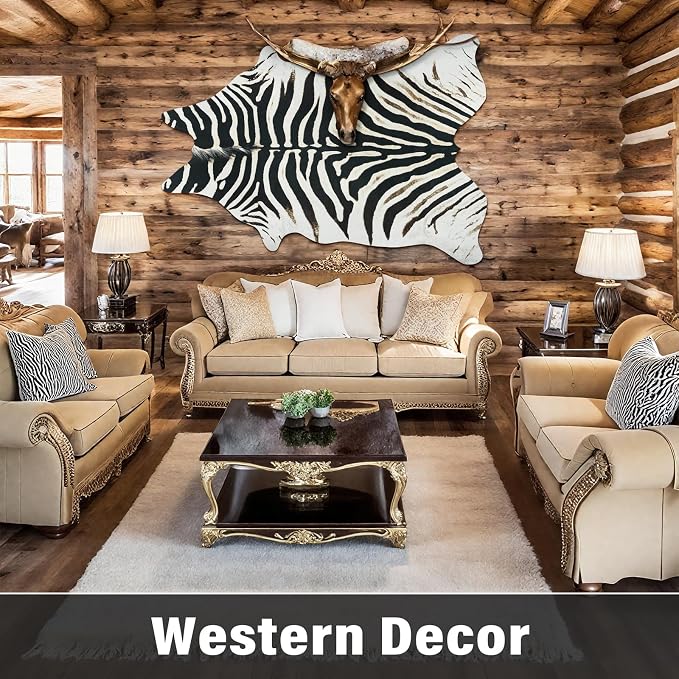 AROGAN Western Faux Fur Zebra Rug, 6.2x7 Feet Premium Animal Skin Print Rug - Image 7