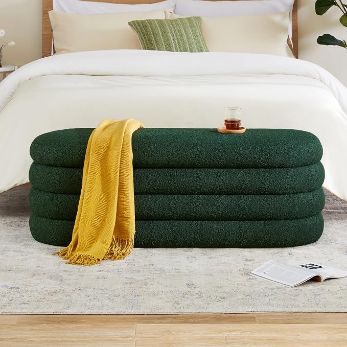 Busaurus Storage Ottoman Bench 49.2 Inch Upholstered Fabric Storage Bench by BUSAURUS