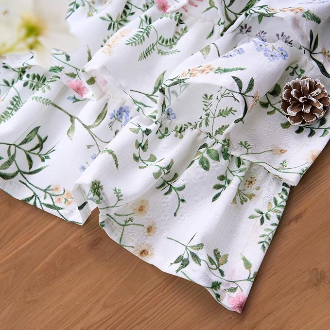 jinchan Ruffled Floral Valance Linen Shabby Chic Small Window Curtain 18 Inch - Image 3