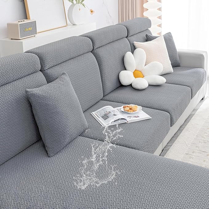 Smiry Waterproof Couch Cushion Covers, Stretch Jacquard Thick Sofa Cushion by Smiry