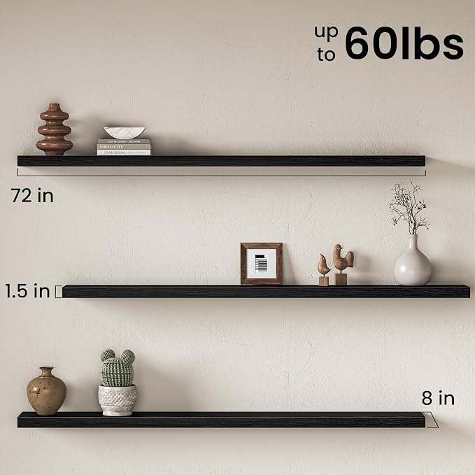 Fun Memories 72Inch Long Floating Shelves, 8 Inch Deep Shelves - Image 3