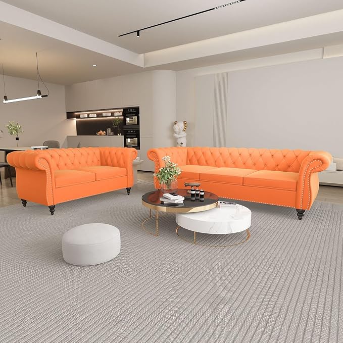 Chesterfield 3 Seater Sofa, Modern Velvet Tufted Couch 3 Seater - Image 8