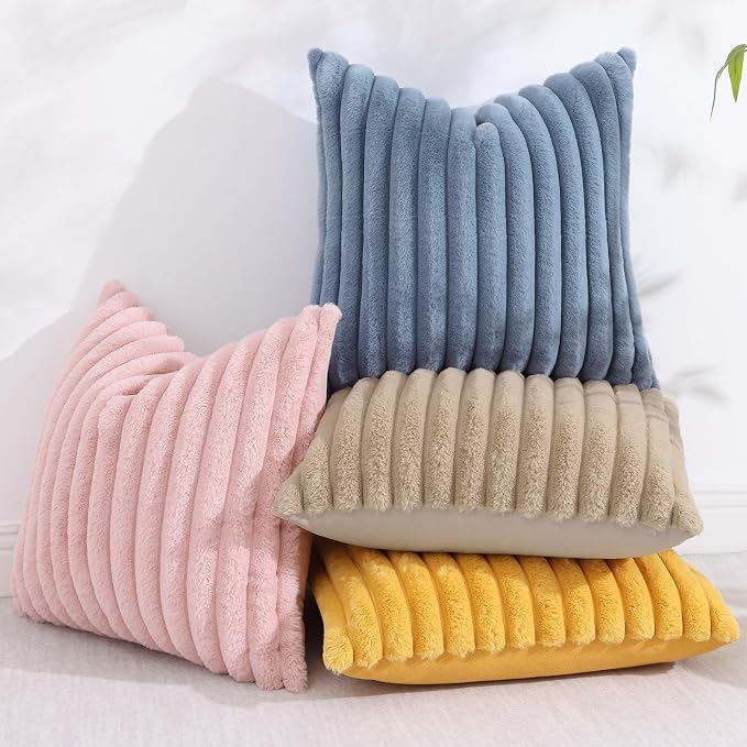 decorUhome Cozy Faux Fur Throw Pillow Covers 20x20 Set of 2 Decorative Soft - Image 5
