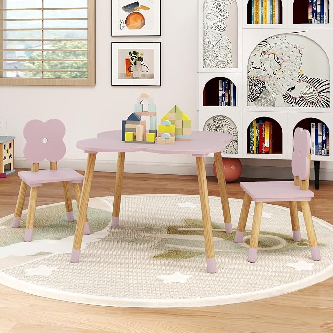 Costzon Kids Table and Chairs, Wooden Toddler Desk Set - Image 2