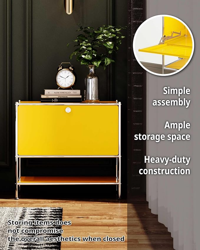 Metal Sidetable with Flap Door, 27.5" Height - Image 4