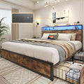 Lifezone Queen Bed Frame with 2-Tier Storage Headboard, Metal Platform Bed by Lifezone