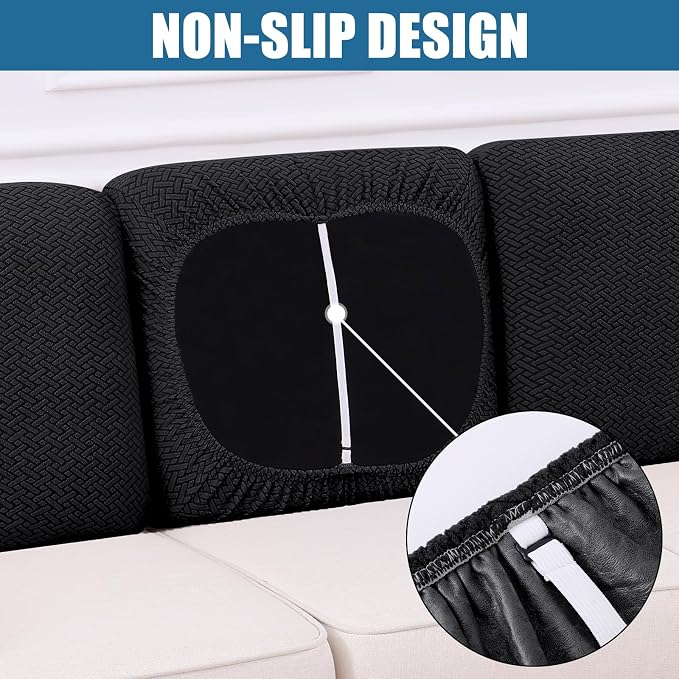 Smiry Waterproof Couch Cushion Covers, Stretch Jacquard Thick Sofa Cushion - Image 3