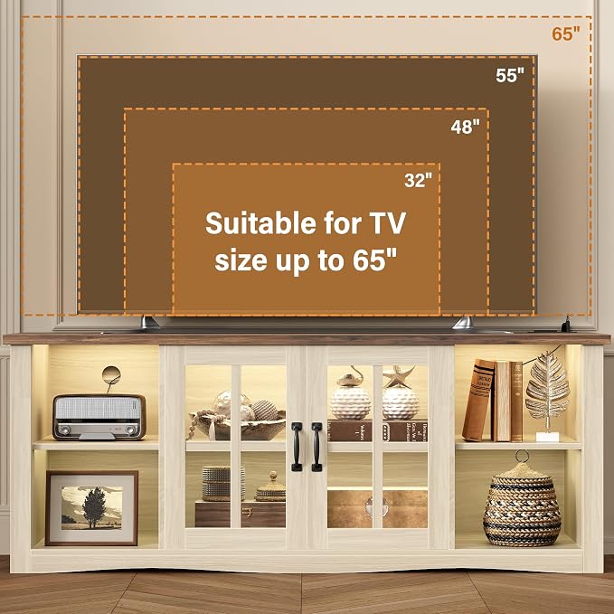 YESHOMY Farmhouse LED TV Stand - Image 8