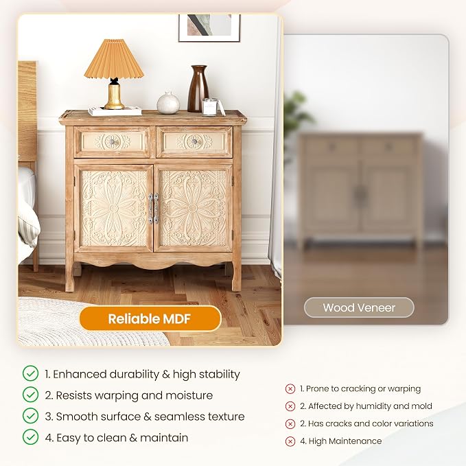 RoyalCraft Solid Wood Nightstand, Vintage Side Table - Image 7
