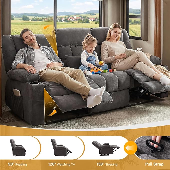 BOSMILLER Reclining Sofa with Cup Holders - Image 3