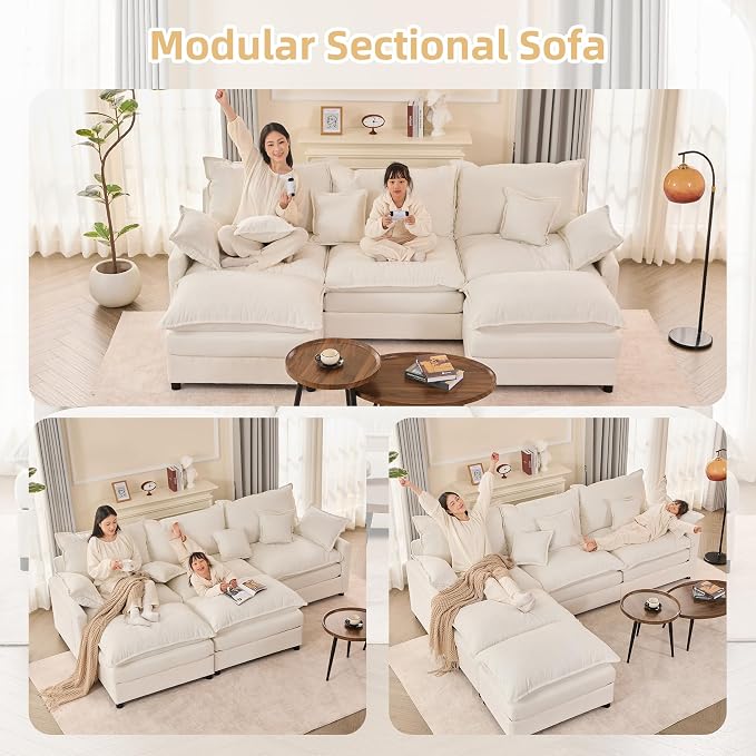 GOSUHI 108" U Shaped Couch, Modular Sectional Sofa, 3-Seater Comfy Cloud Couch - Image 8