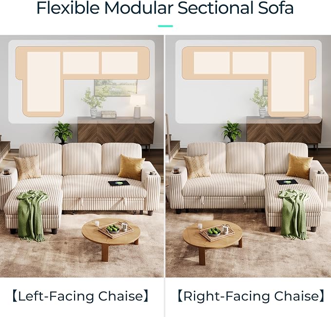 LINSY HOME Sectional Sleeper Sofa Pull Out Couches - Image 3