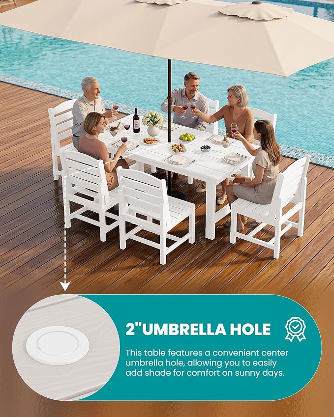 SERWALL Patio Dining Sets for 6 Person, HDPE Dining Set - Image 4