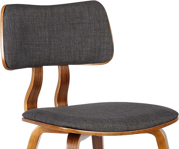 Armen Living Jaguar Mid-Century Dining Chair in Walnut Wood and Charcoal Fabric - Image 7