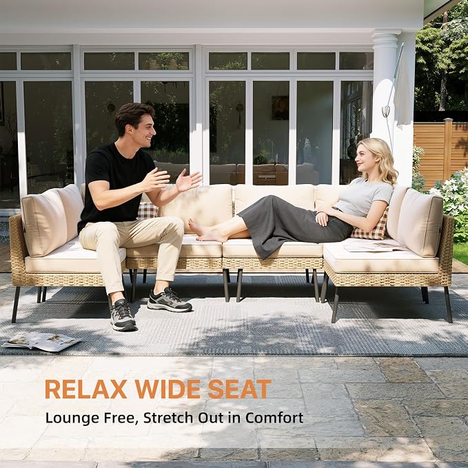 Aoxun 8-Piece Patio Furniture Set, Wicker Outdoor Furniture - Image 5