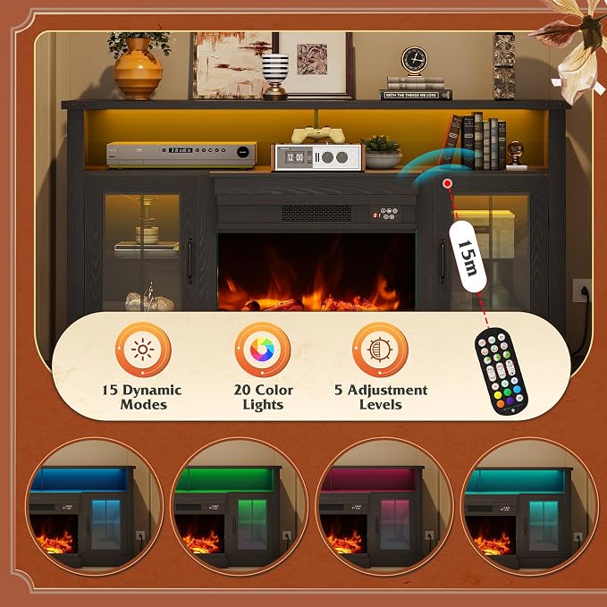 WLIVE 3-Sided Glass Electric Fireplace TV Stand - Image 7