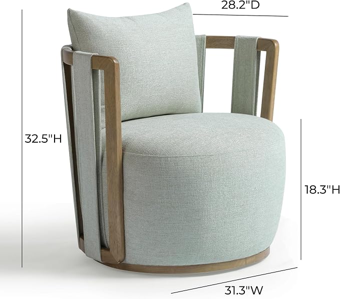 First of a Kind Swivel Chair in Mint Green Fabric - Image 2