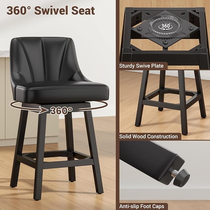 YaFiti Swivel Bar Stool 1 Pcs, 26 Inch Counter Height Bar Stools - Image 4