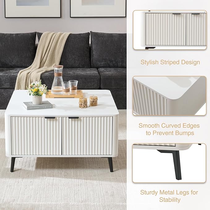 Fatmok Fluted Living Room Furniture Set – 58" TV Stand Entertainment Center - Image 7