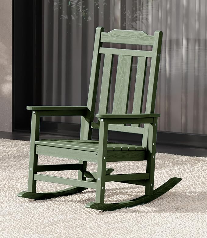 SERWALL Oversized Rocking Chair Outdoor, HDPE Outdoor Rocking Chair - Image 9