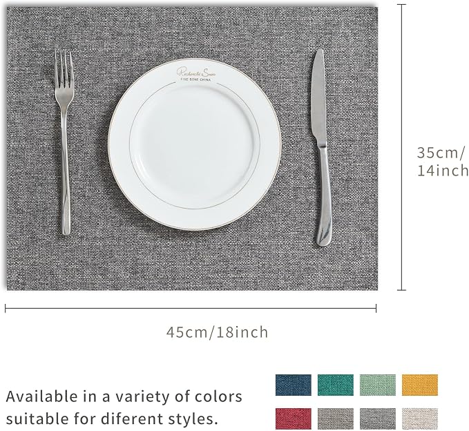 BALCONY & FALCON Placemats Set of 6 Faux Linen Cloth Place Mats Washable - Image 5