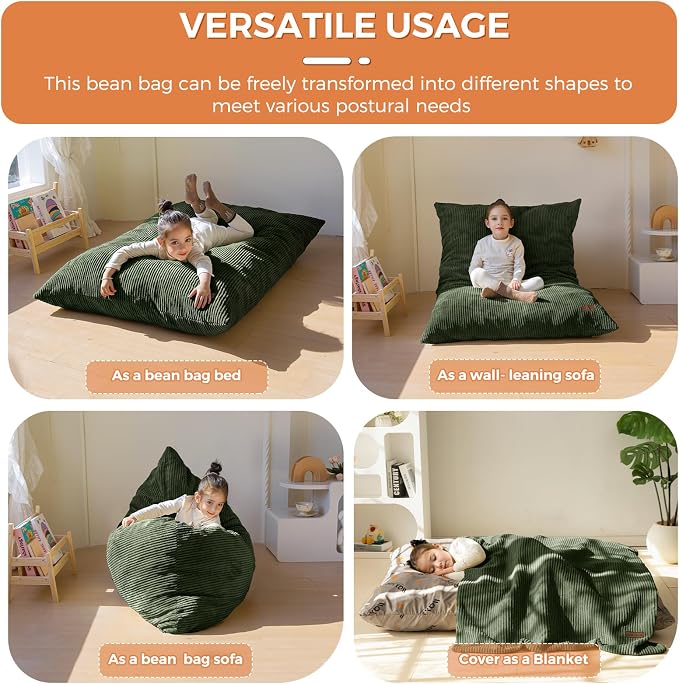 MAXYOYO 3 in 1 Kids Bean Bag Chair Couch, Convertible Chair Folds from Bean Bag - Image 3