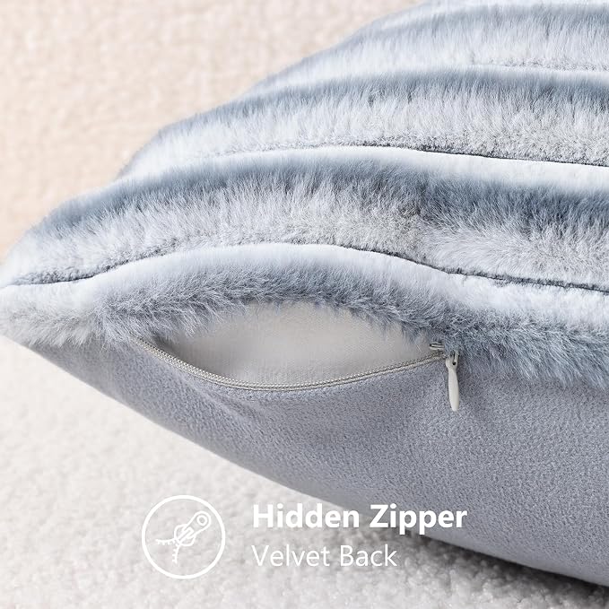decorUhome Cozy Faux Fur Throw Pillow Covers 12x20 Set of 2 Decorative Soft - Image 8