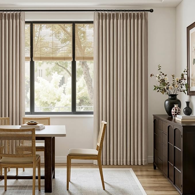 MIULEE Pinch Pleated Thick Linen Curtains 108 Inches Length 2 Panels - Image 5
