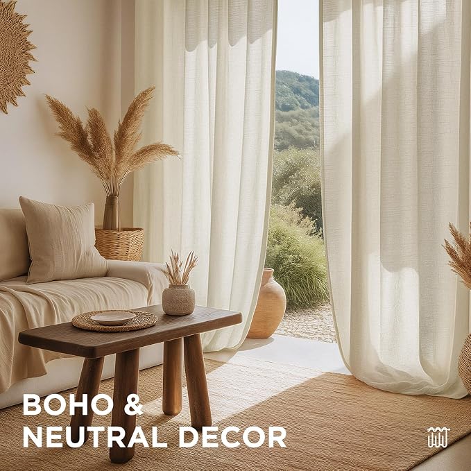 Joydeco Linen Curtains for Living Room, Light Filtering Rod Pocket Back Tab - Image 7