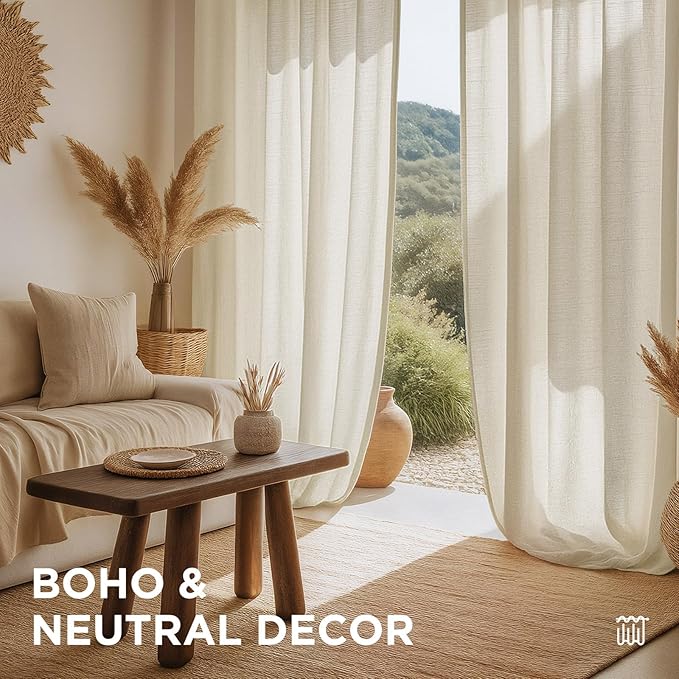 Joydeco Linen Curtains 84 Inch Length 2 Panels, Light Filtering Drapes 52 - Image 7