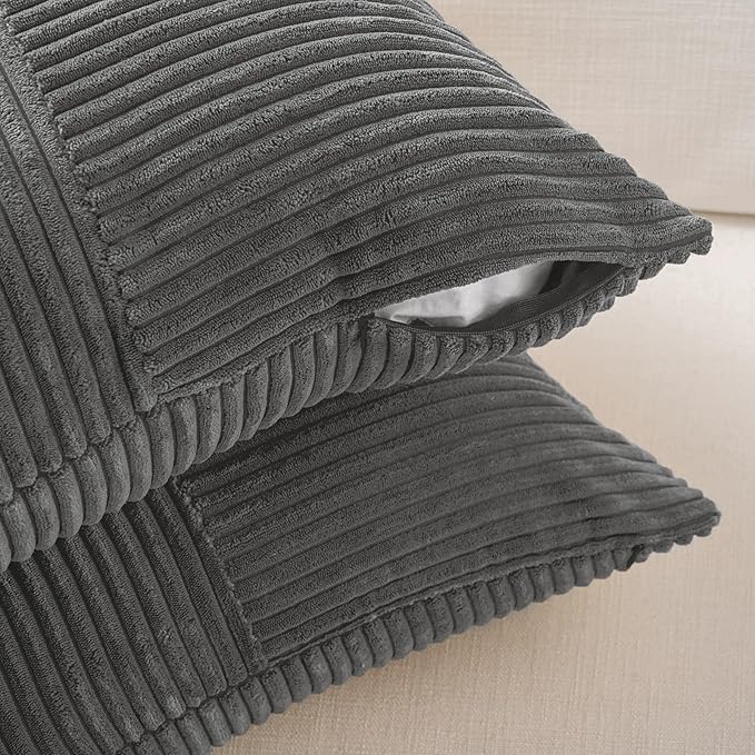 Fancy Homi 2 Packs Dark Gray Long Lumbar Decorative Throw Pillow Covers 12x24 - Image 4