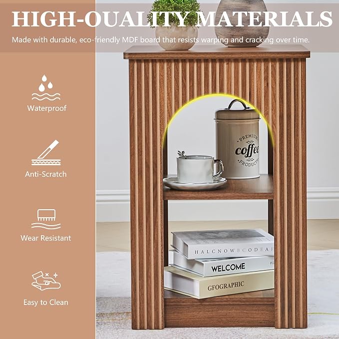 weselon End Table with 3-Tier Storage, Mid-Century Modern Side Table with - Image 3