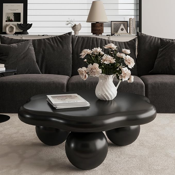 35" Cloud Coffee Table with 3 Ball Legs, Modern Minimalist Petal Center Table - Image 3