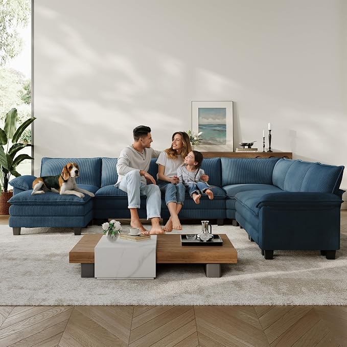 LINSY HOME Modular Sectional Sofa, 6-Seat Corduroy Modern Cloud Couch - Image 6