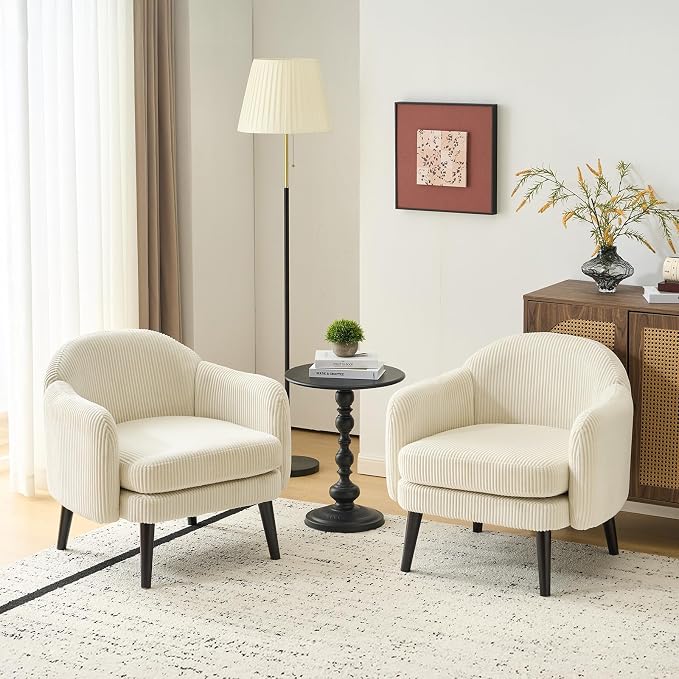 VINGLI 30.3" Wide Modern Barrel Accent Armchairs Set of 2 by VINGLI