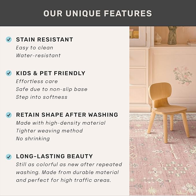 Hazo Haus Pink Washable 6x9 Rug - Image 7