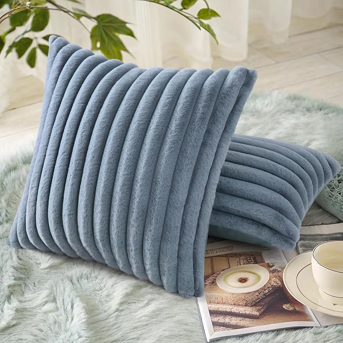 decorUhome Cozy Faux Fur Throw Pillow Covers 26x26 Set of 2 Decorative Soft - Image 5