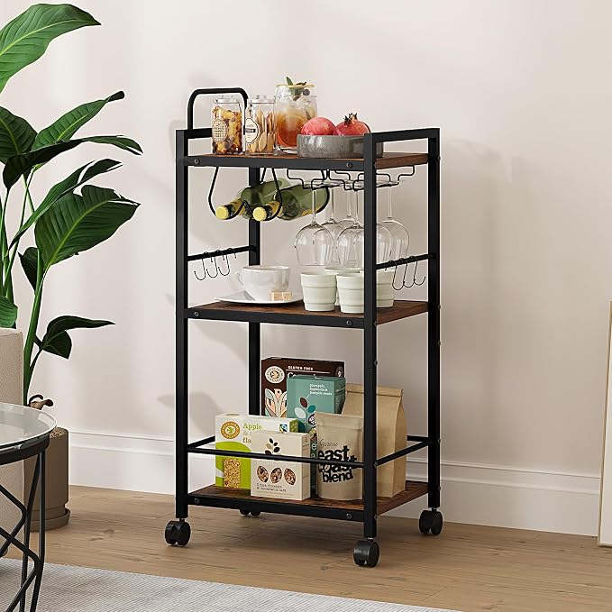Bar Cart for The Home, 3 Tier Kitchen Carts - Image 3