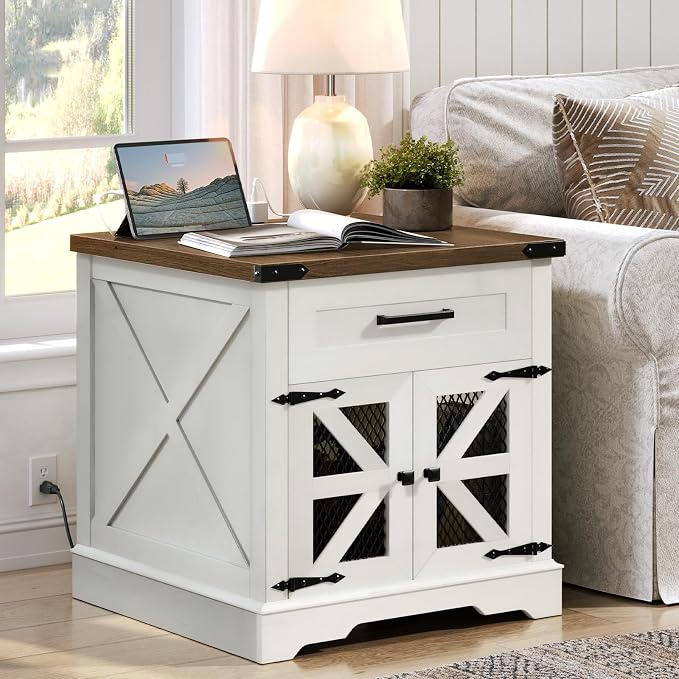RALGEND White Farmhouse End Table by RALGEND