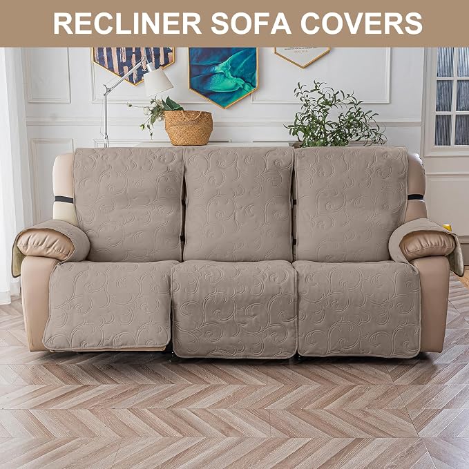 100% Waterproof Recliner Sofa Covers 3 Seater, 6-Piece Split Non-Slip Reclining - Image 6