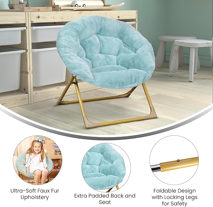 Flash Furniture Gwen Kids Cozy Mini Folding Saucer Chair - Image 4