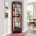 BELLEZE Lighted Corner Display Curio Cabinet Wooden Curved Shelving Unit by BELLEZE