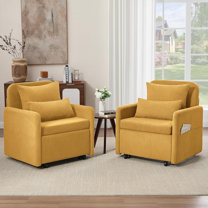 Iroomy 5-Level Adjustable Convertible Sleeper Chair Set of 2, 3-in-1 87'' Long - Image 3