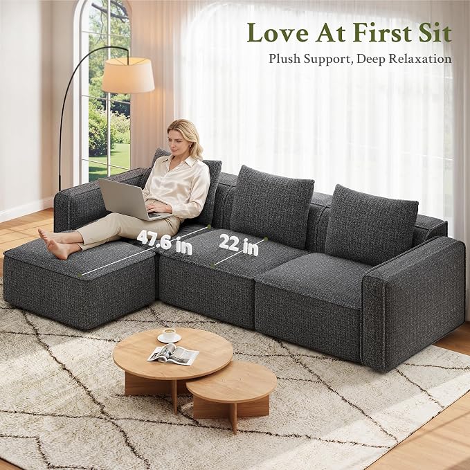 Welzona 75" loveseat Sofa, Comfy Chenille Love Seat, Wood Frame Small Couches - Image 4